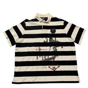 RARE Polo Ralph Lauren Mens Polo Shirt Size XL Surf White Stripe Patch Crest